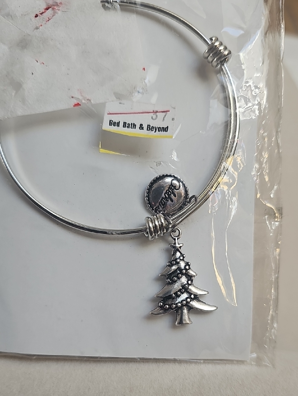 NWT Silver Christmas Tree Charm Bangle Bracelet